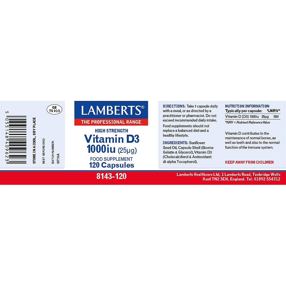 LAMBERTS Vitamin D3 1000iu