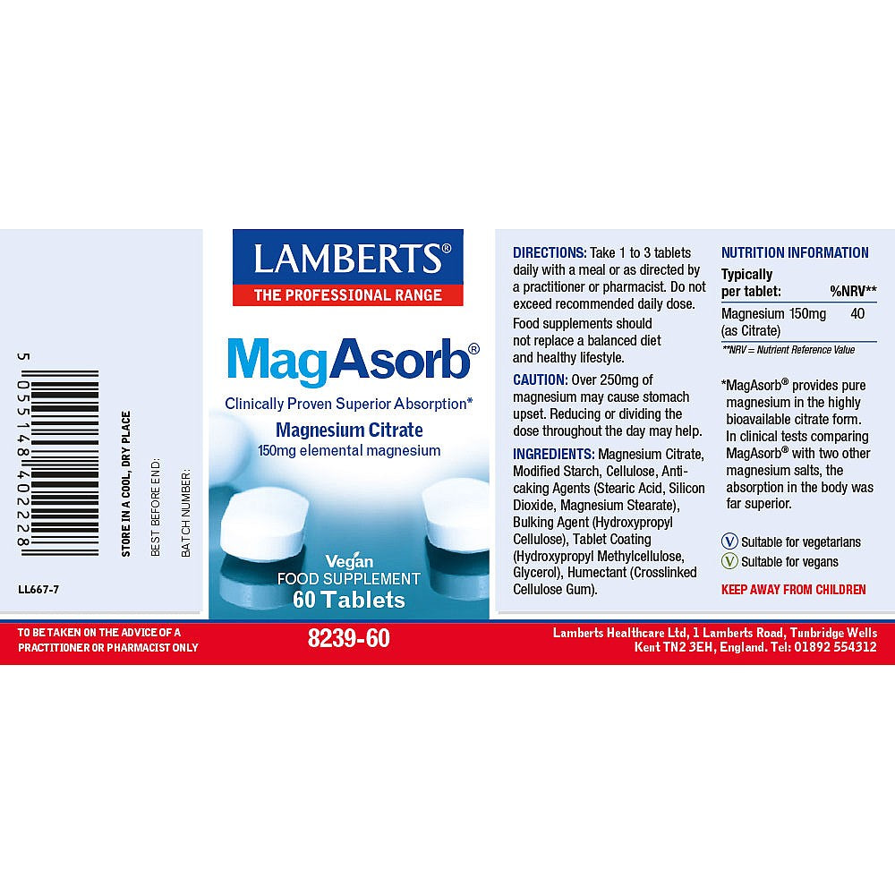 LAMBERTS MagAsorb® Magnesium Citrate 150mg