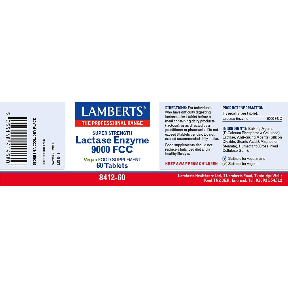 LAMBERTS Lactase Enzyme 9000FCC Super Strength