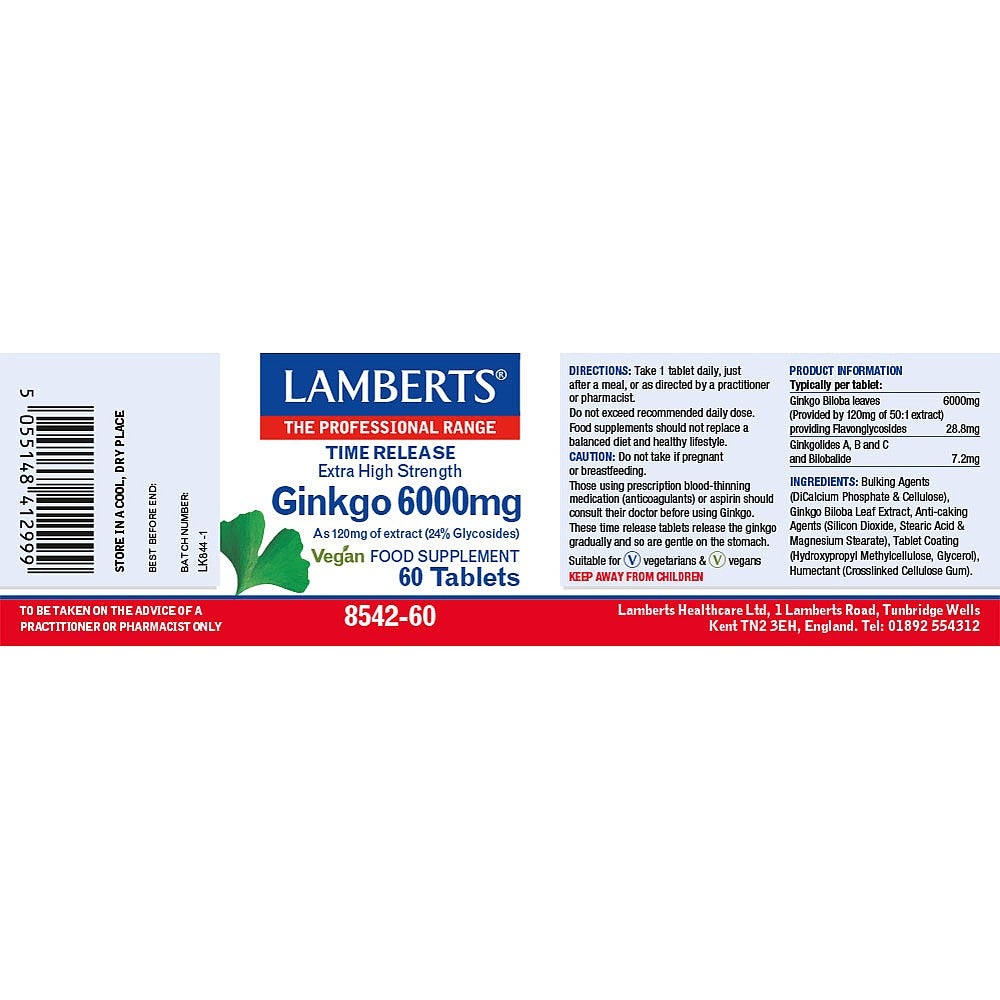 LAMBERTS GINKGO 6000mg EXTRA HIGH STRENGTH