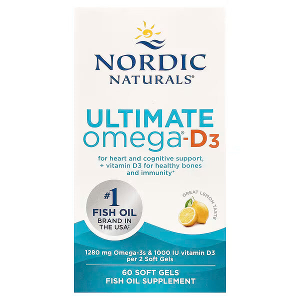 Nordic Naturals, Ultimate Omega®-D3, Lemon, 60 Soft Gels