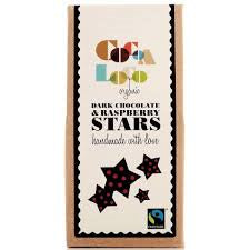 Cocoa Loco Org Dark Choc Raspberry Stars