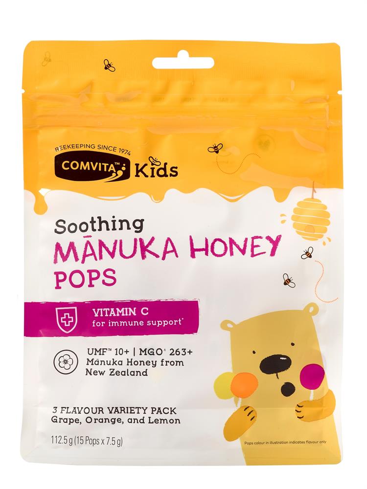 Comvita Kids Soothing Mānuka Honey Pops 3 Flavours 112.5g