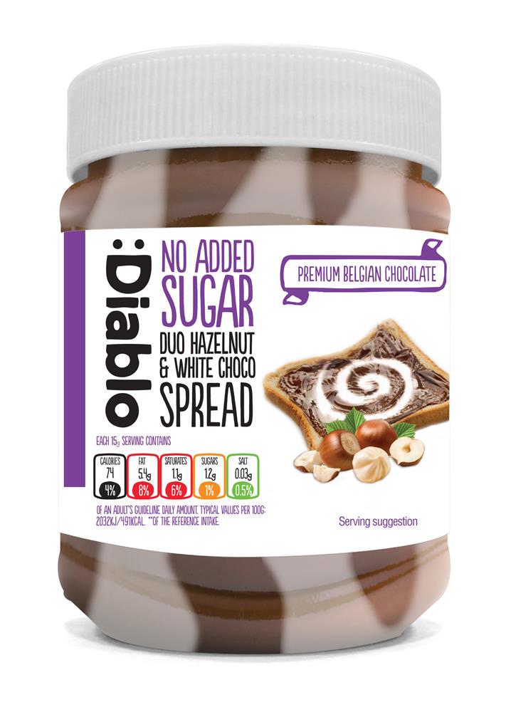 Diablo Sugar Free Duo Hazelnut & White Chocolate Spread