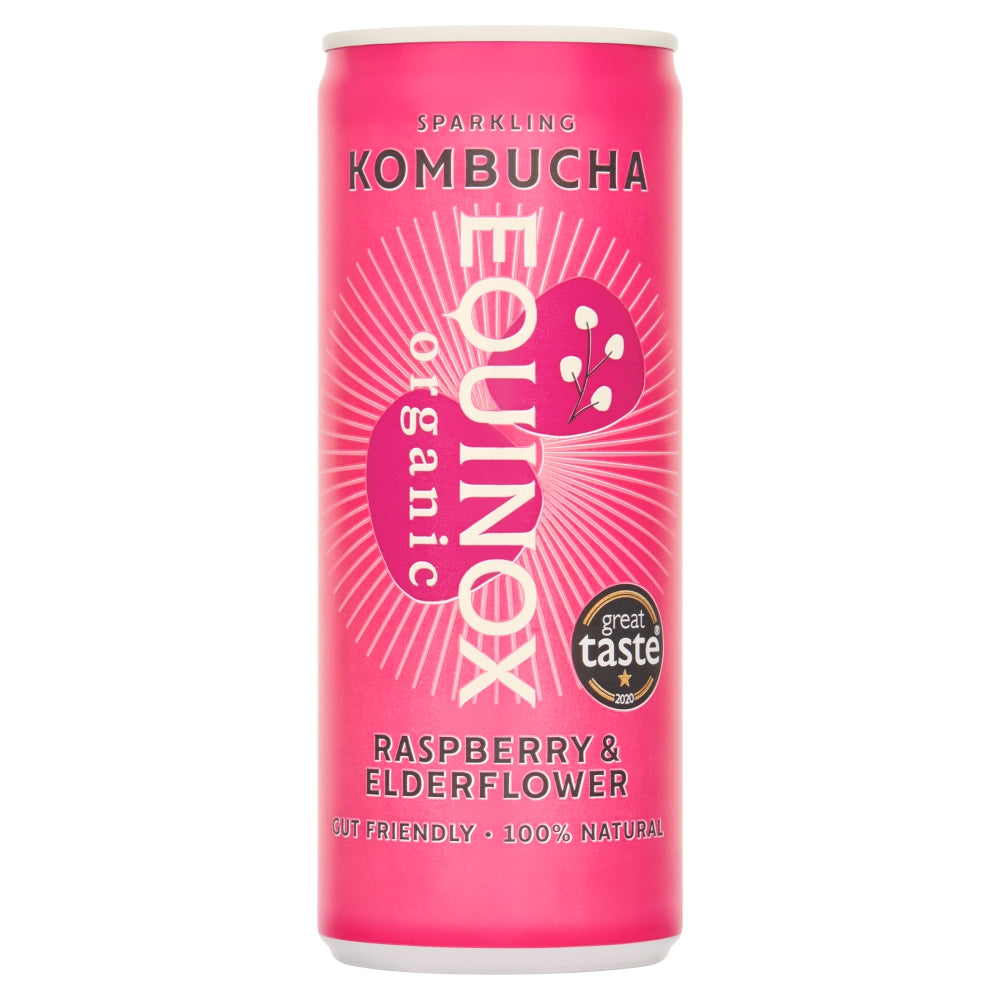 Equinox Kombucha Organic Kombucha Soft Drink w/Raspberry & Elderflower ml can