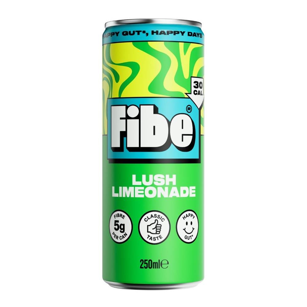 Fibe Soda Lush Limoneade. With 5g of prebiotic fibre for the gut.