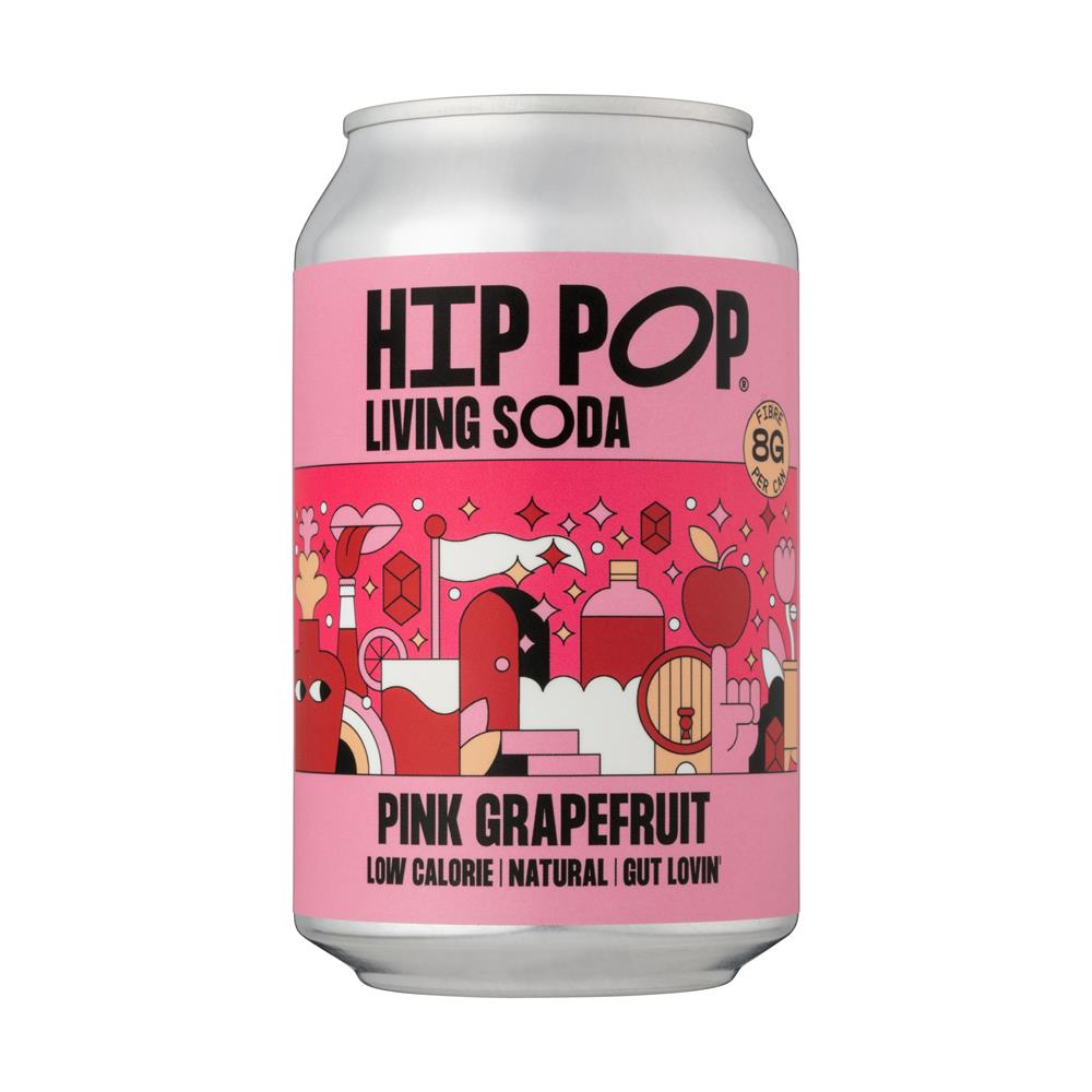 Hip Pop Living Soda Pink Grapefruit 330 ml (case of 12 cans)