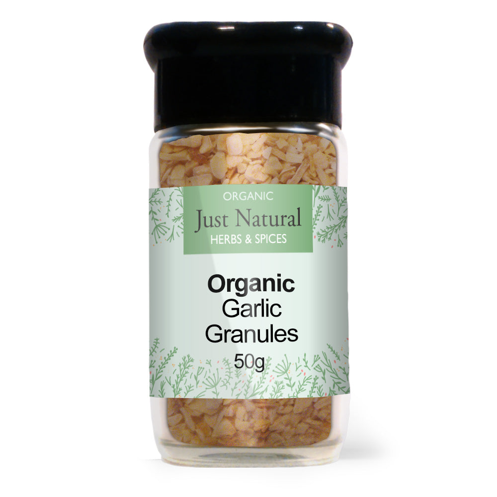 Just Natural Herbs Organic Garlic Granules (Glass Jar)