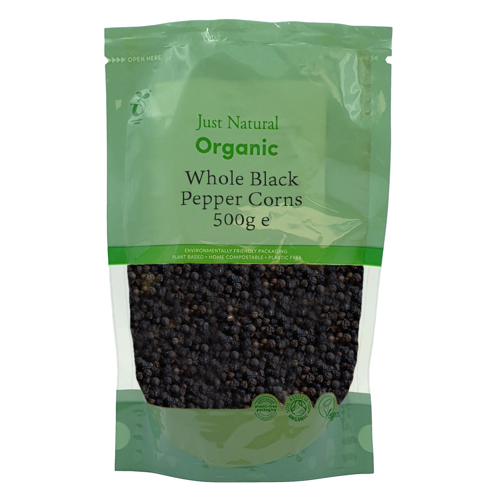 Just Natural Herbs Organic Whole Black Pepper Corns