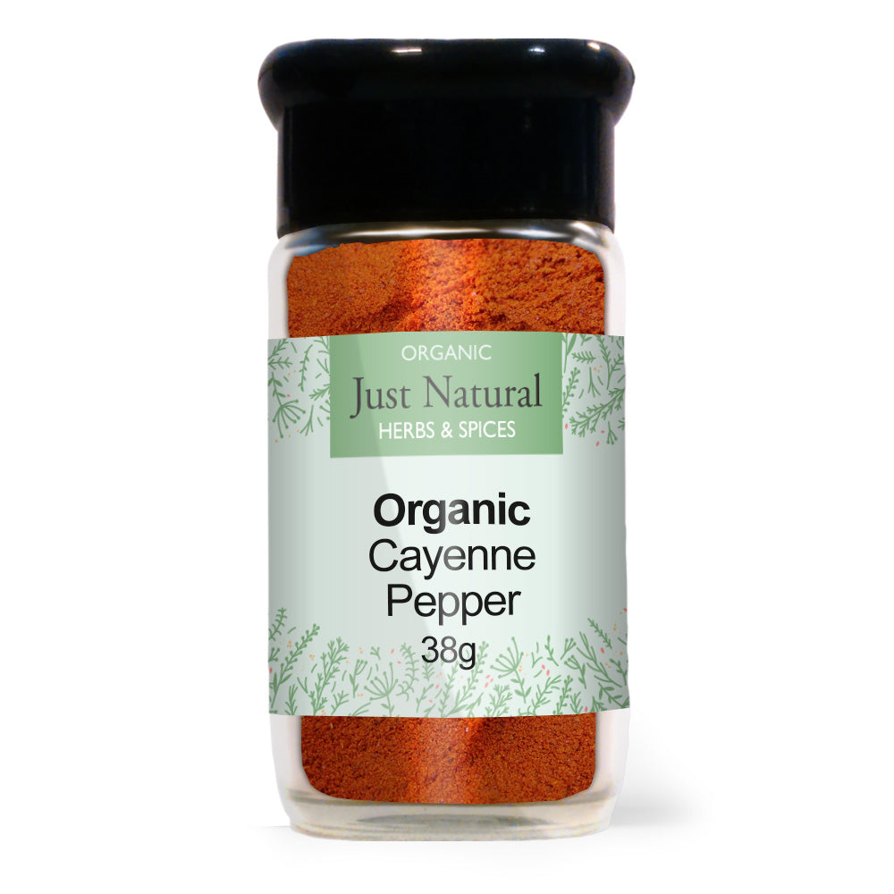 Just Natural Herbs Organic Cayenne Pepper (Glass Jar) 38g