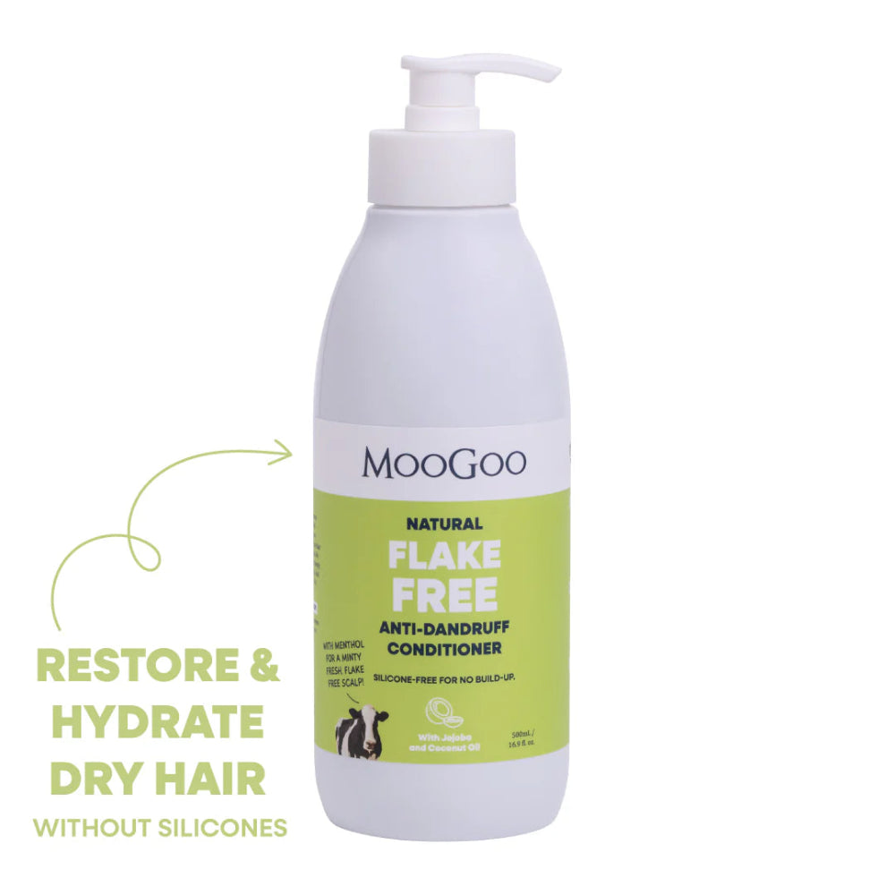 Moogoo Flake Free Anti-Dandruff Conditioner bottle on a white background