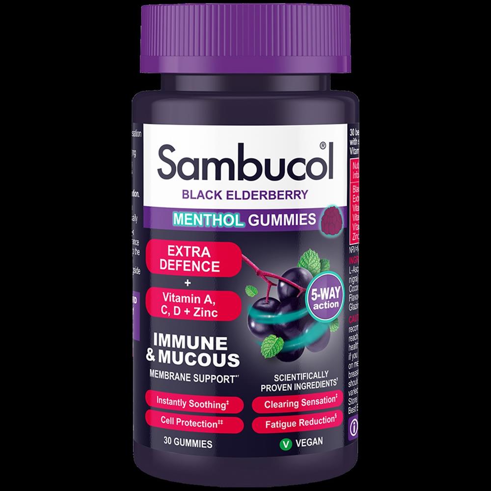 Sambucol Black Elderberry Menthol Gummies 30 Gummies