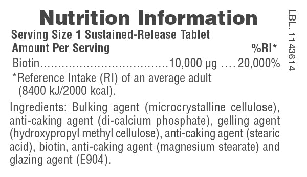 Natures Plus Sustained Release Biotin 10,000 mcg 90 Tablets