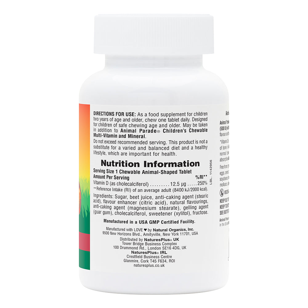 Nature's Plus Animal Parade VIT D3 500 IU Children's Chewable