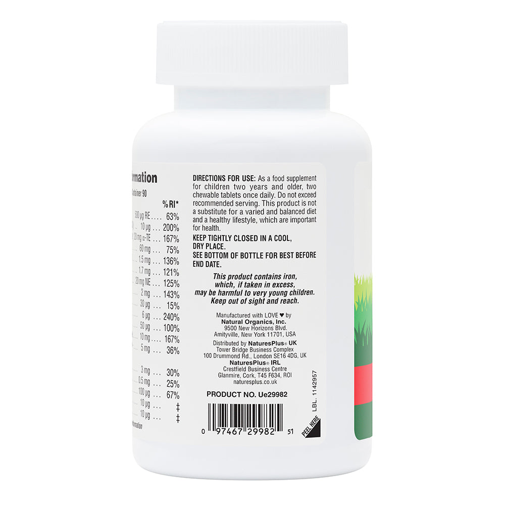 Nature's Plus Animal Parade SOL CHILDREN’S MULTIVITAMIN – Natural Assorted cherry, orange, grape – 180 chewable animal shaped tablets