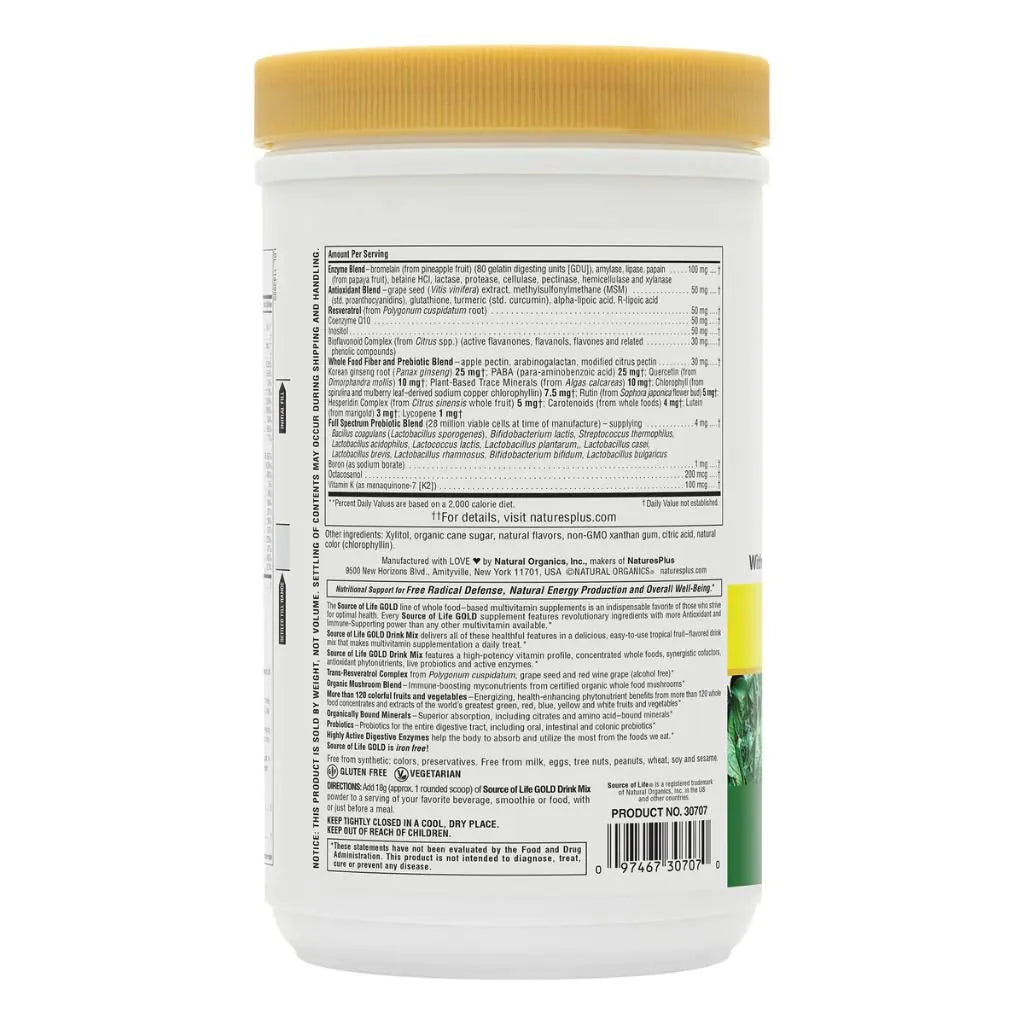 NaturesPlus Source of Life Gold Drink Mix Tropical Fruit Flavour 540g