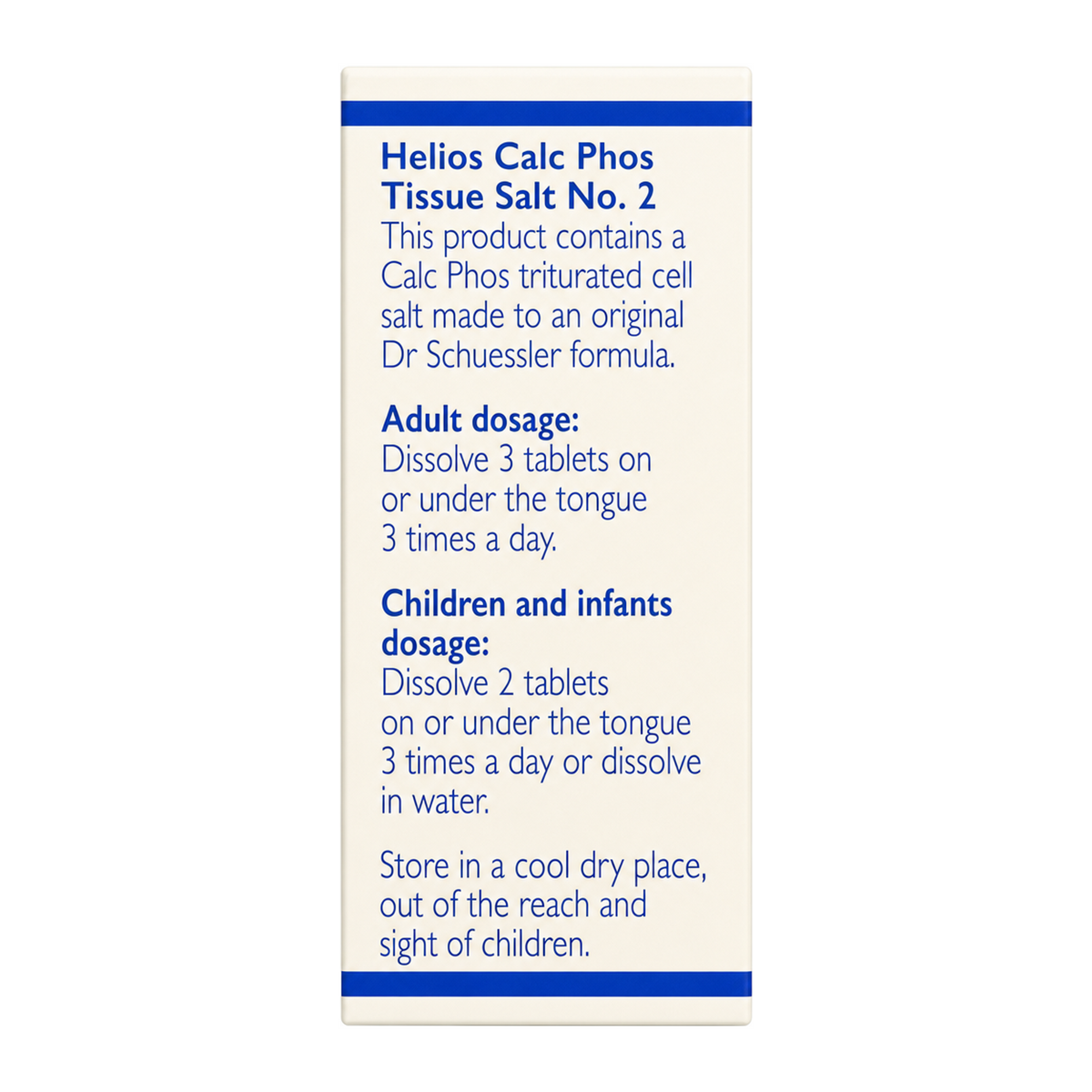 Helios Tissue Salt No.2 Calc Phos by Helios Natural Remedies — cooking instructions side panel, studio product photo on white background