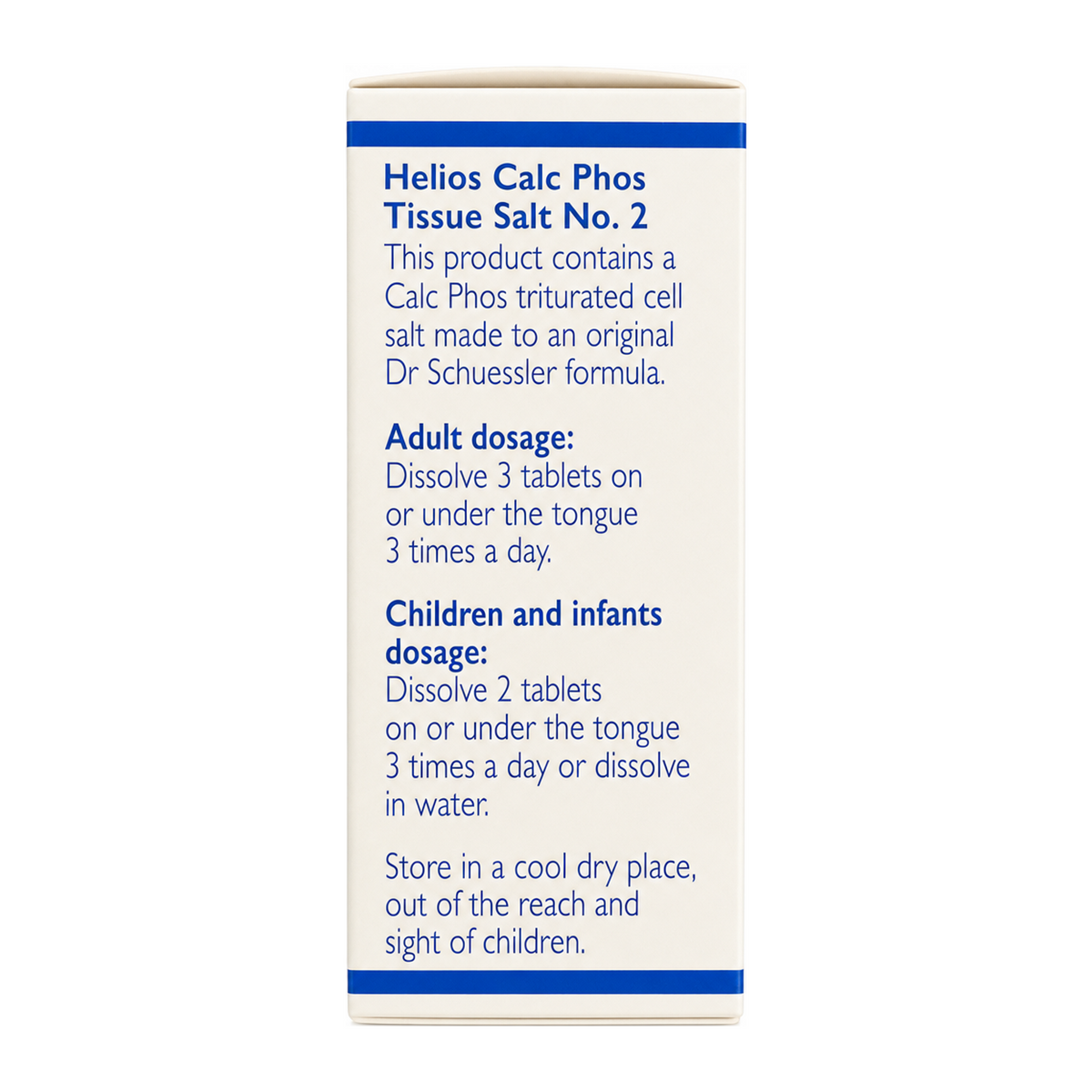 Helios Tissue Salt No.2 Calc Phos by Helios Natural Remedies — cooking instructions side panel, studio product photo on white background