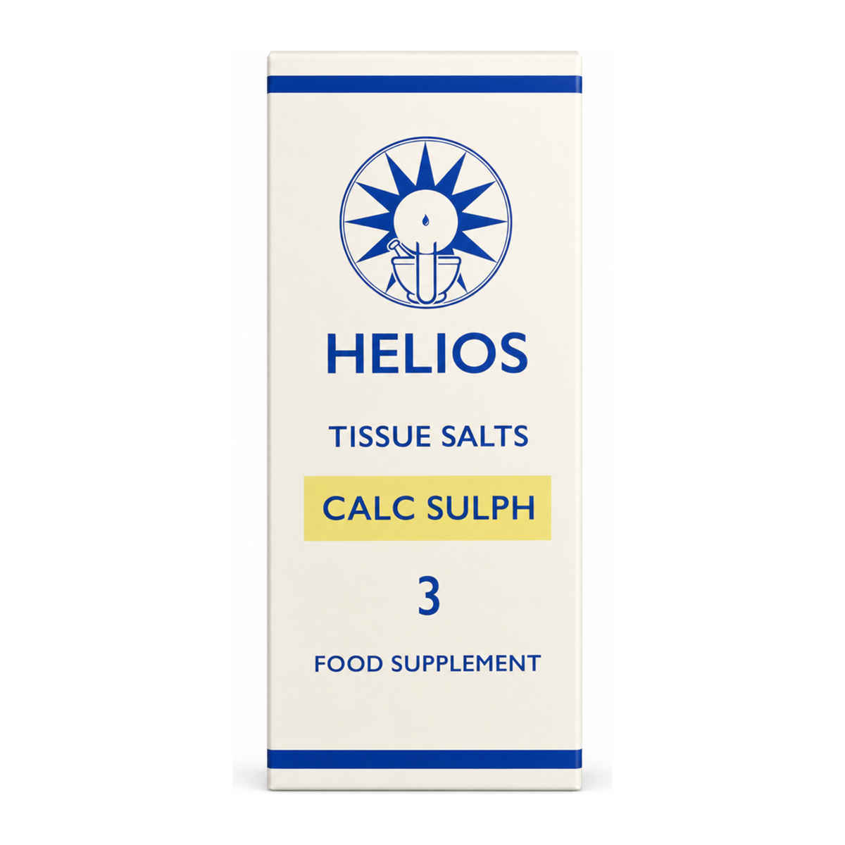 Helios Tissue Salts Calc Sulph, No. 3 - Blood Cleanser by Helios Natural Remedies — front view showing product label and branding, studio product photo on white background