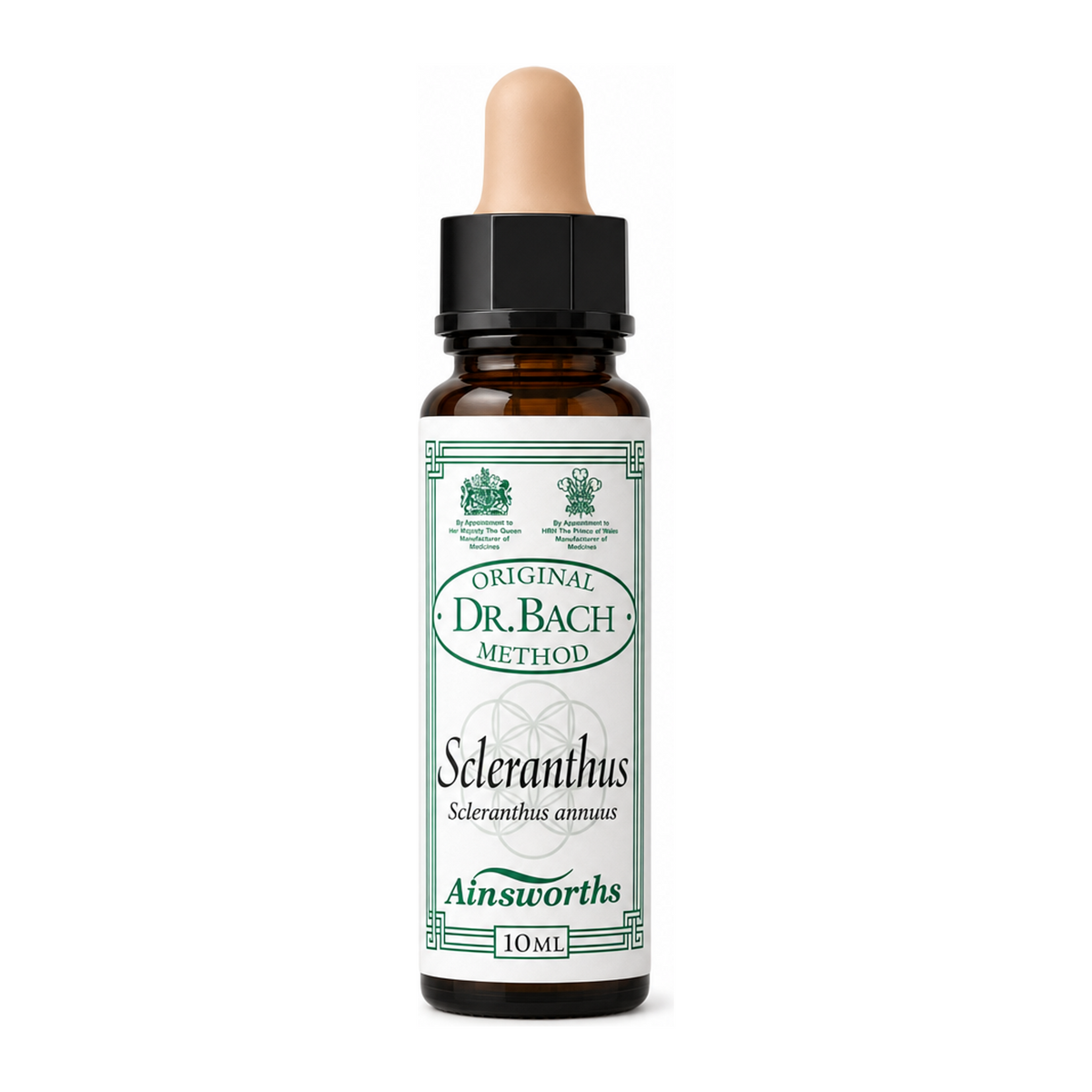 Dr. Bach Scleranthus Bach Flower Remedy by Ainsworths Natural Remedies — front view showing product label and branding, studio product photo on white background