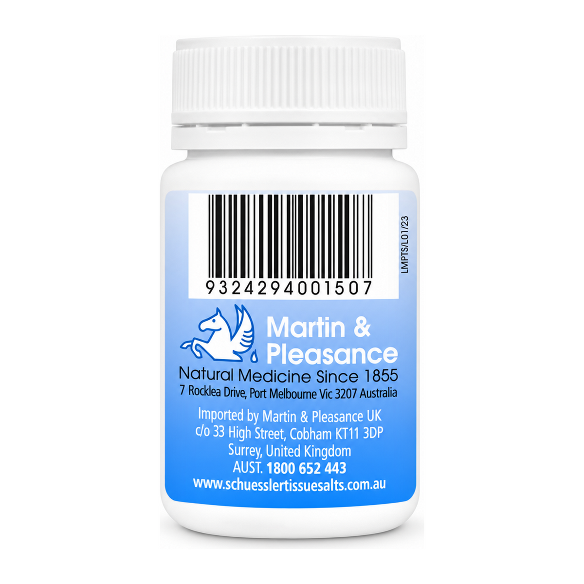 Schuessler No 7 Kali Sulph Tissue Salts 125 Tabs by Schuessler Natural Remedies — back view showing ingredients and product details, studio product photo on white background