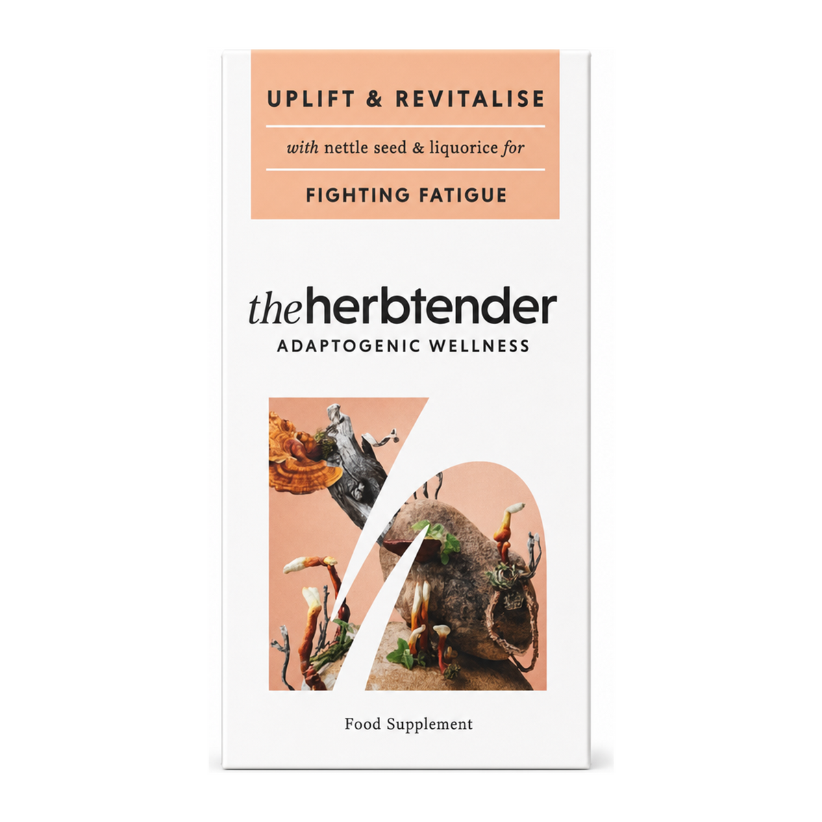 The Herbtender Uplift & Revitalise - Fatigue fighting by The herbtender Natural Remedies — front view showing product label and branding, studio product photo on white background