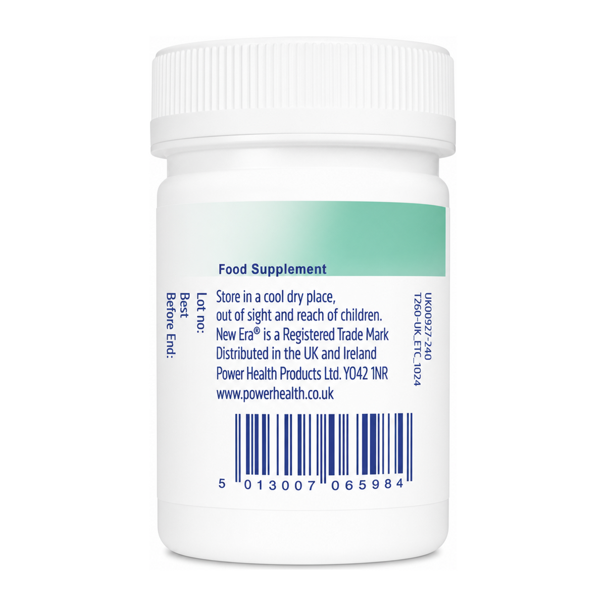 New Era Combination J - Nose, Throat & Chest. 240 tablets by New Era Natural Remedies — back view showing ingredients and product details, studio product photo on white background