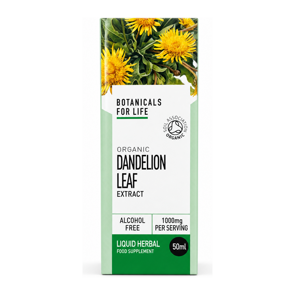Botanicals For Life Organic Dandelion Leaf Extract by Botanicals For Life Natural Remedies — front view showing product label and branding, studio product photo on white background