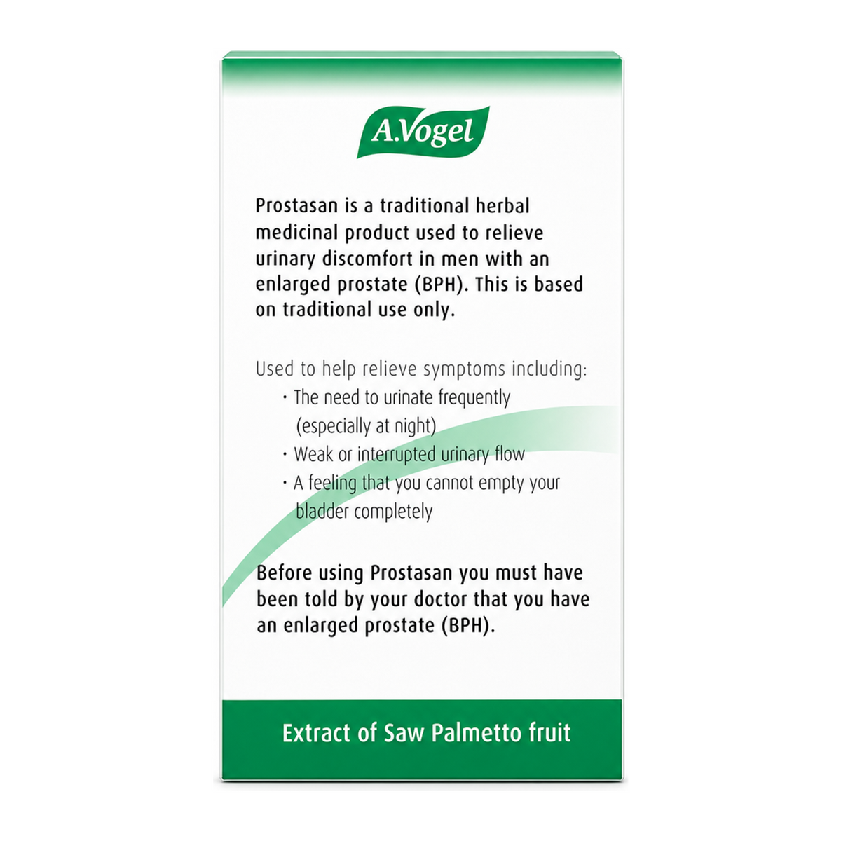 A.Vogel Prostasan Capsules by A.Vogel Natural Remedies — back view showing ingredients and product details, studio product photo on white background