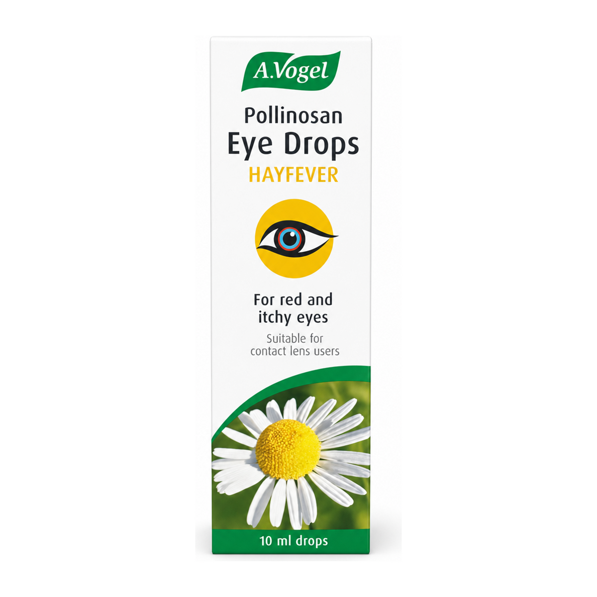 A.Vogel Pollinosan Hayfever Eye Drops by A.Vogel Natural Beauty — front view showing product label and branding, studio product photo on white background