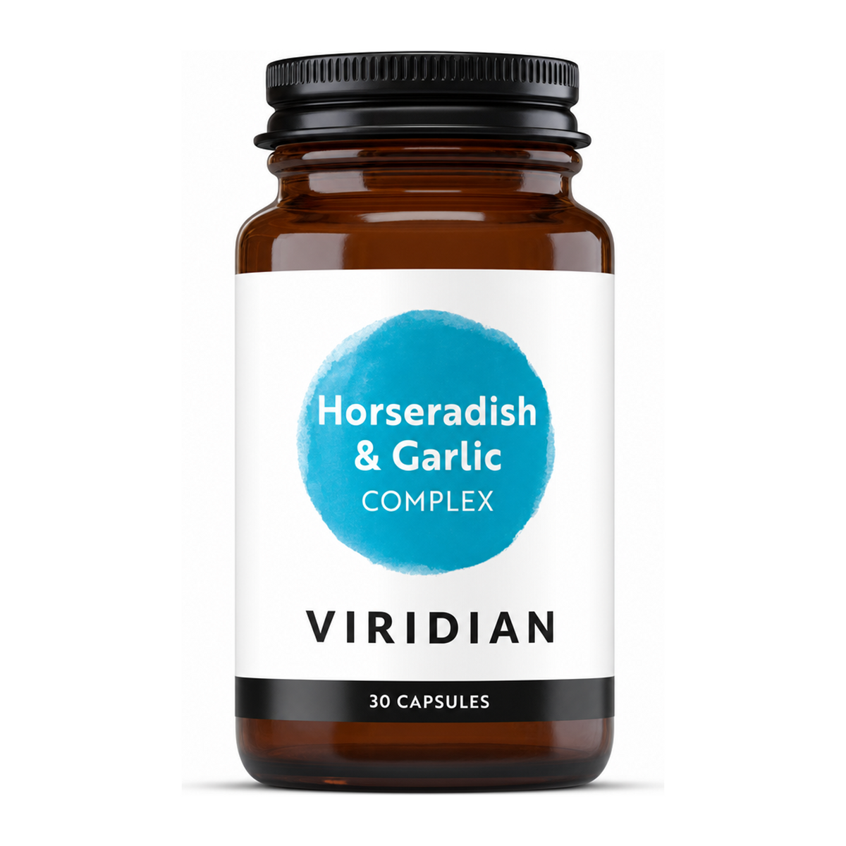 Viridian Horseradish & Garlic Complex by Viridian Natural Remedies — front view showing product label and branding, studio product photo on white background