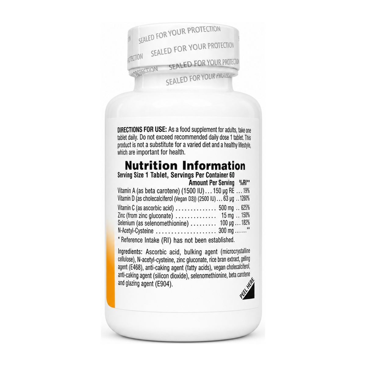 Natures Plus Immune Boost by NaturesPlus Natural Remedies — back view showing ingredients and product details, studio product photo on white background