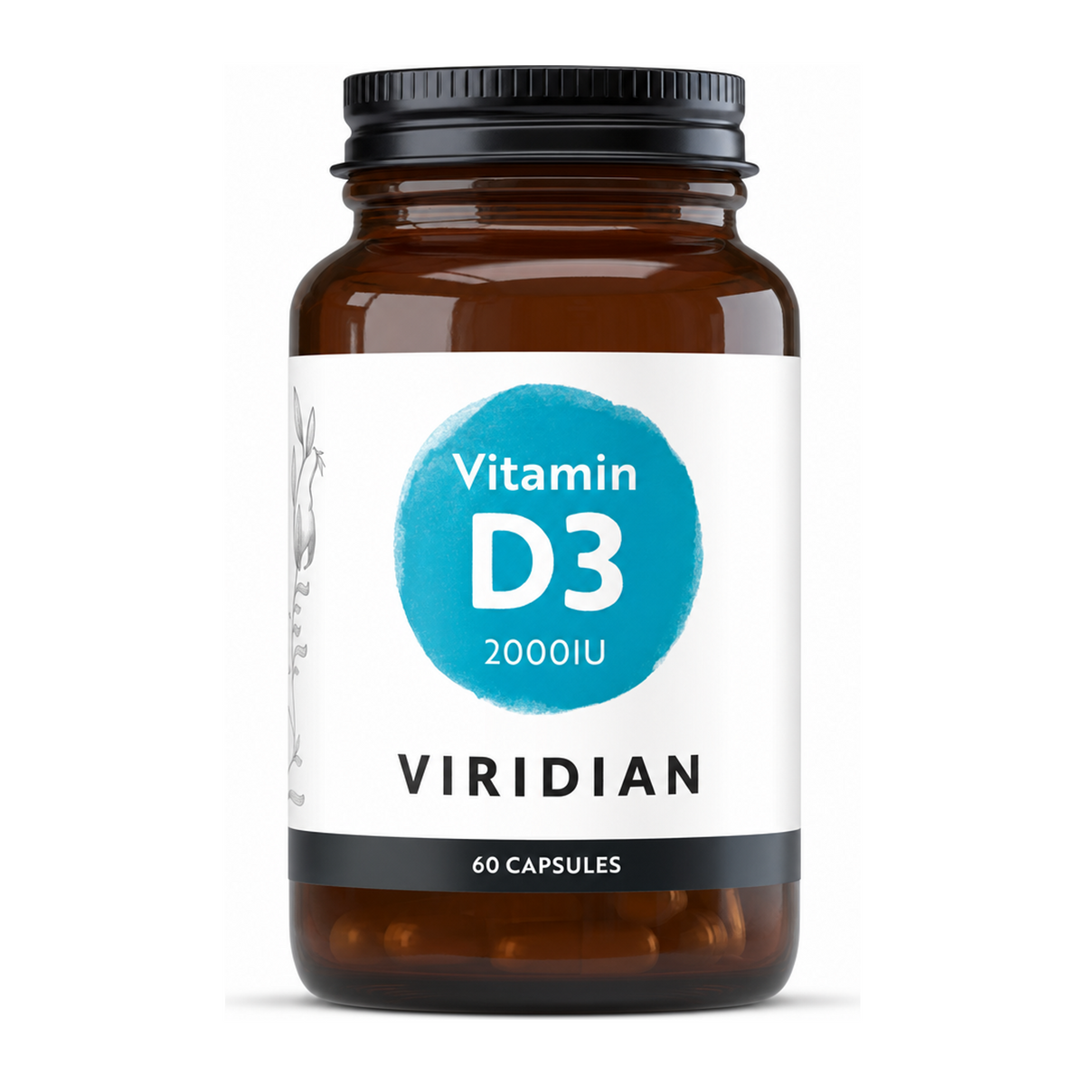 Viridian Vitamin D3 2000iu by Viridian Natural Remedies — front view showing product label and branding, studio product photo on white background
