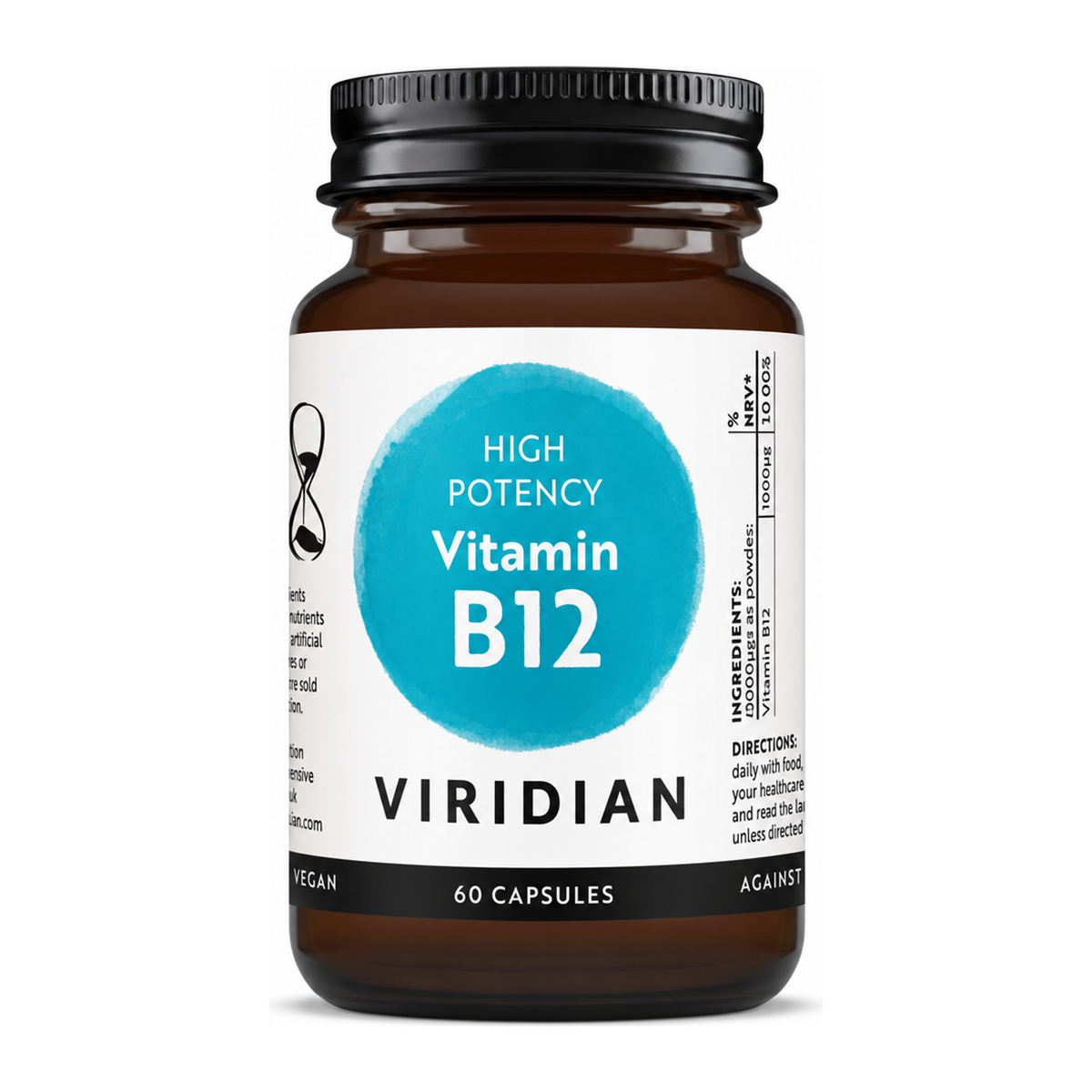Viridian High Potency Vitamin B12 by Viridian Natural Remedies — front view showing product label and branding, studio product photo on white background