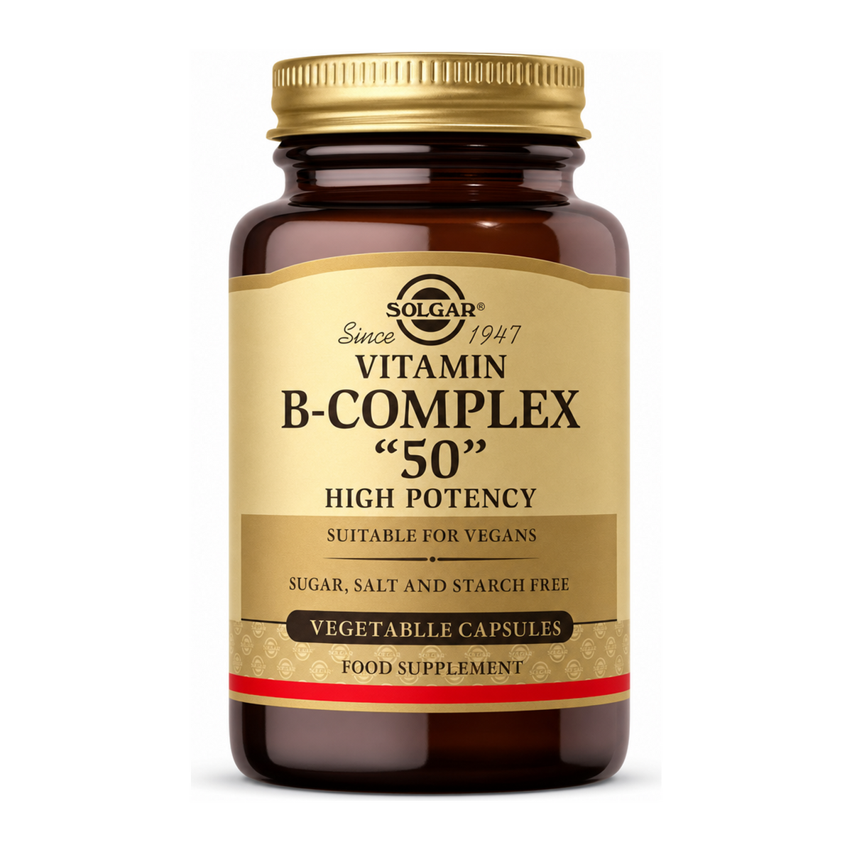 Solgar Formula Vitamin B-Complex 50 by Solgar Natural Remedies — front view showing product label and branding, studio product photo on white background