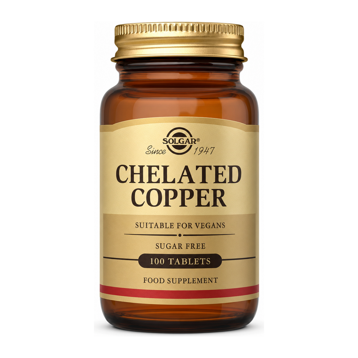 Solgar Chelated Copper by Solgar Vitamin & Mineral Supplements — front view showing product label and branding, studio product photo on white background