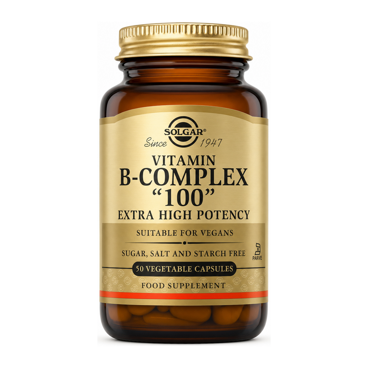 Solgar Formula Vitamin B-Complex 100 by Solgar Natural Remedies — front view showing product label and branding, studio product photo on white background