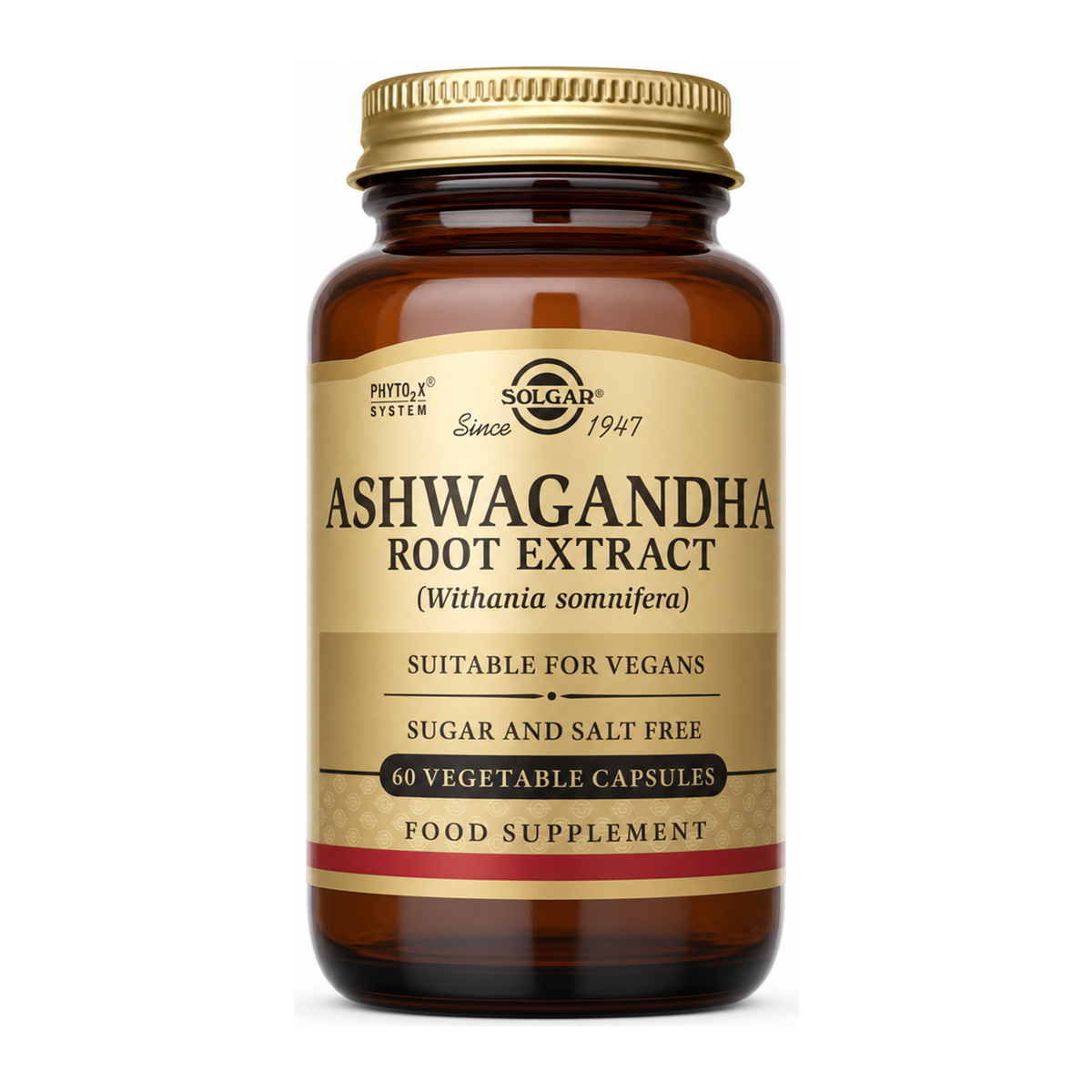 Solgar Ashwagandha Root Extract by Solgar Natural Remedies — front view showing product label and branding, studio product photo on white background