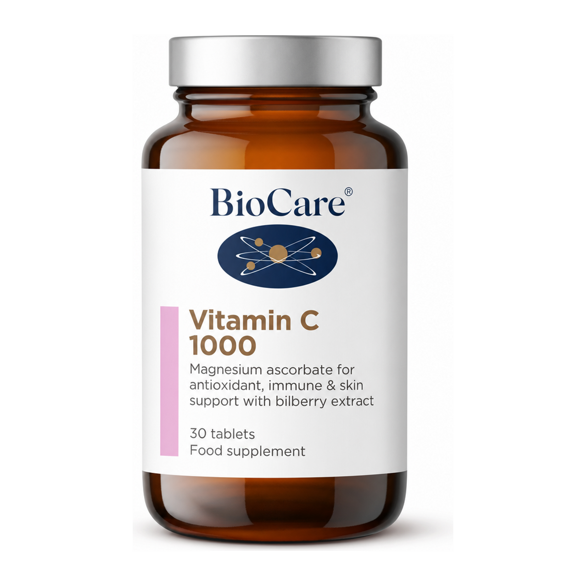 Biocare Vitamin C 1000mg 30 Tablets by BioCare Natural Remedies — front view showing product label and branding, studio product photo on white background