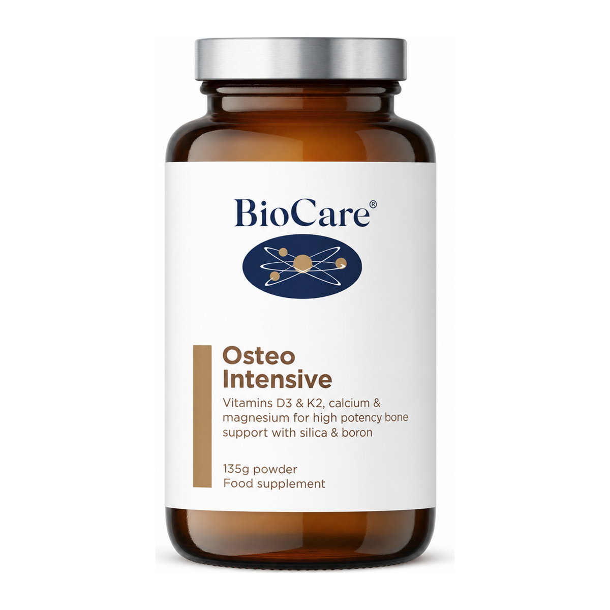 Biocare Osteo Intensive Powder 135g by BioCare Natural Remedies — front view showing product label and branding, studio product photo on white background