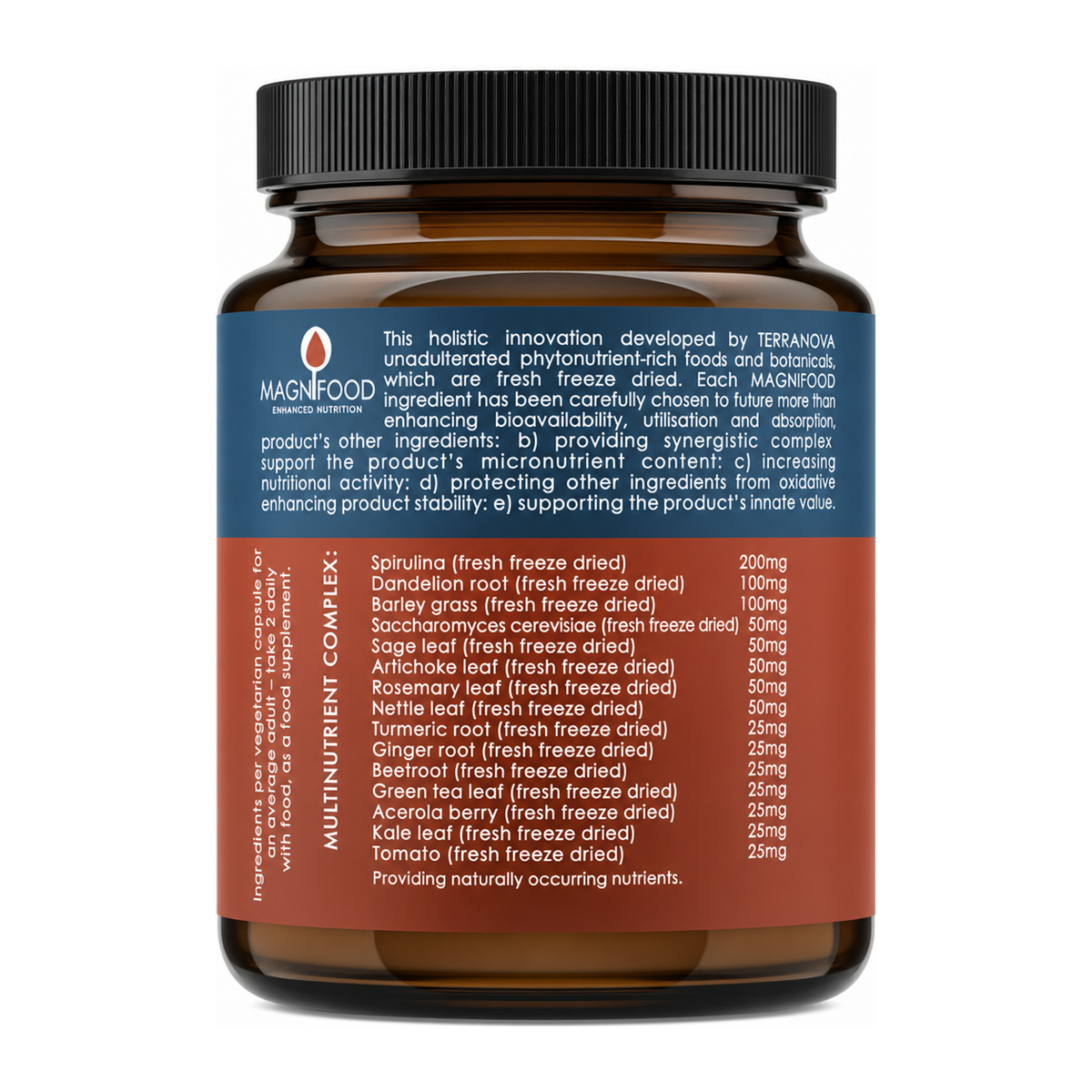 Terranova Living Multinutrient Complex by Terranova Natural Remedies — ingredients side panel, studio product photo on white background