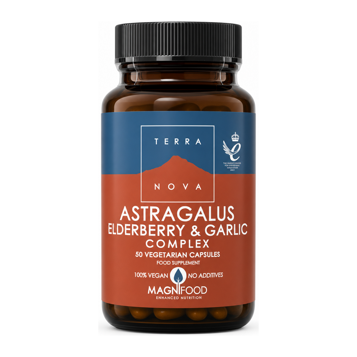 Terranova Astragalus, Elderberry & Garlic Complex by Terranova Natural Remedies — front view showing product label and branding, studio product photo on white background