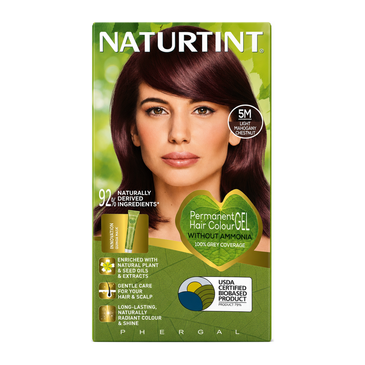 Naturtint Permanent Hair Colourant Light Mahogany Chestnut 5M 170ml by Naturtint Natural Beauty — front view showing product label and branding, studio product photo on white background