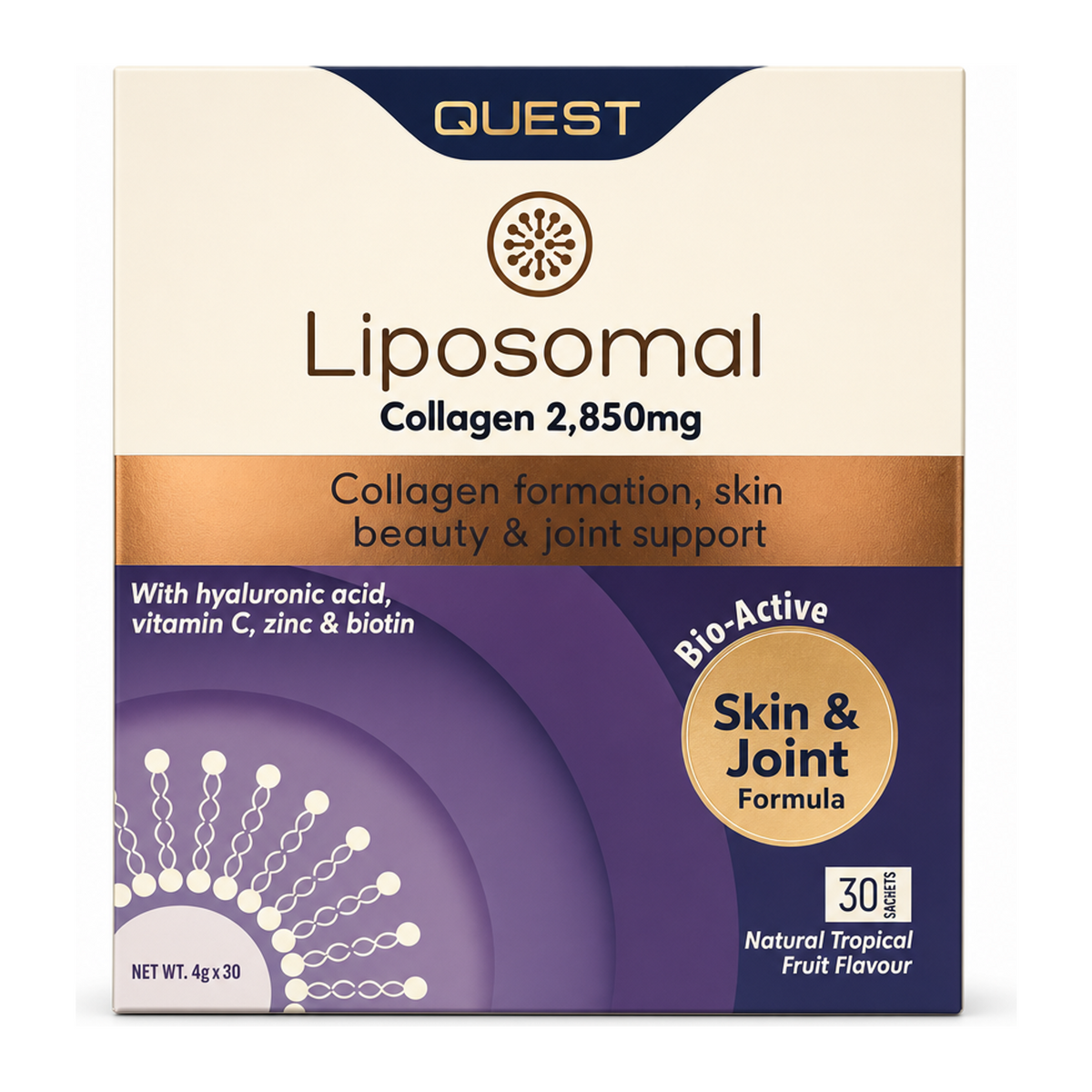 Quest Liposomal Collagen with Hyaloronic acid by Quest Natural Remedies — front view showing product label and branding, studio product photo on white background