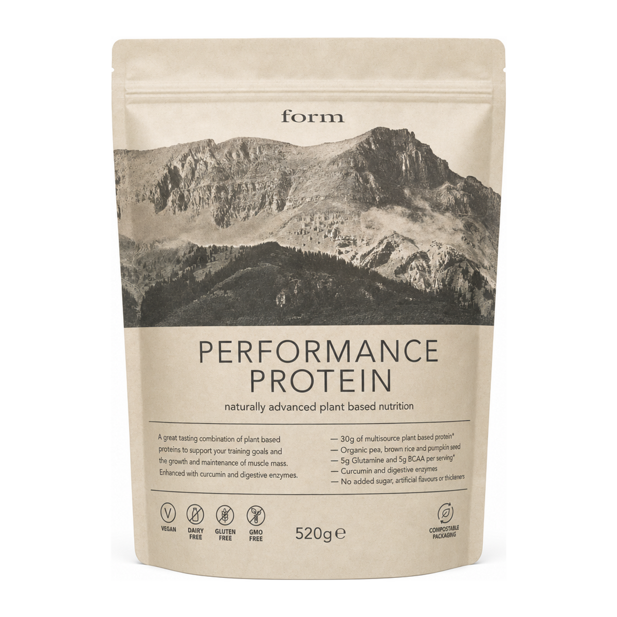 Form Nutrition Performance Protein - Tiramisu 520g by Form Sports Nutrition — front view showing product label and branding, studio product photo on white background