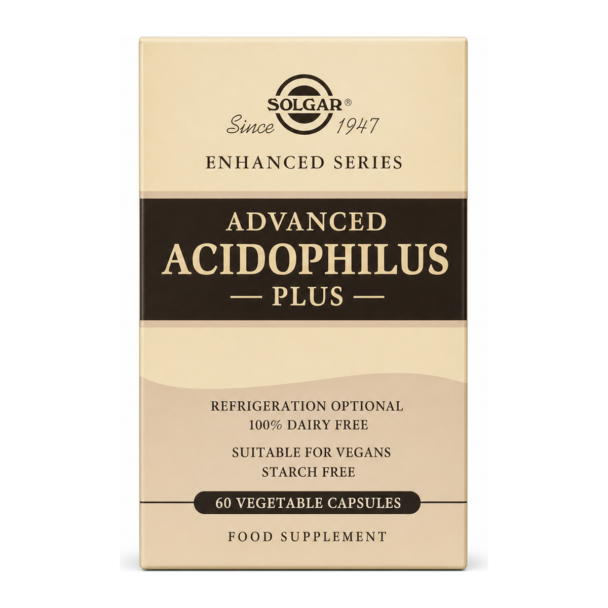 Solgar Advanced Acidophilus Plus by Solgar Natural Remedies — front view showing product label and branding, studio product photo on white background