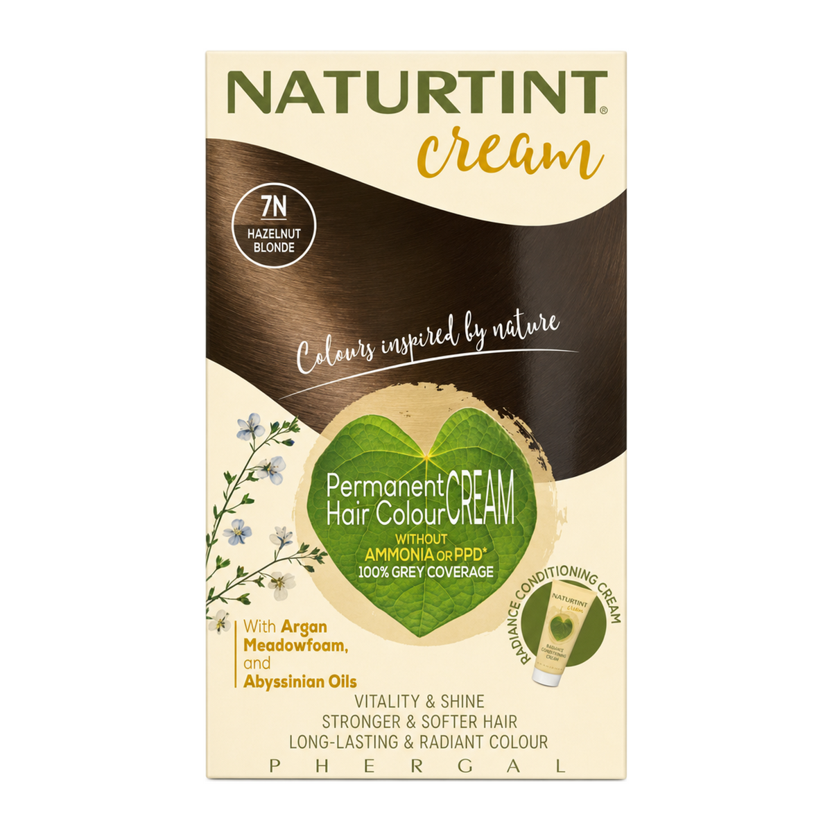 Naturtint Hair Colour Cream 7N Hazelnut Blonde by Naturtint Natural Beauty — front view showing product label and branding, studio product photo on white background