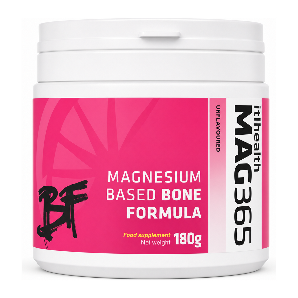 MAG365 BF Magnesium supplement with D3, K2, Zinc and more. by Itl Health Natural Remedies — front view showing product label and branding, studio product photo on white background