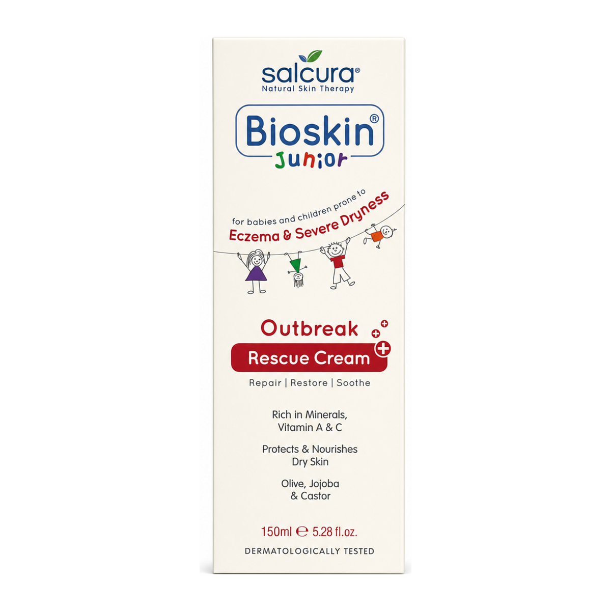 Salcura Bioskin Junior Outbreak Rescue Cream by Salcura Natural Beauty — front view showing product label and branding, studio product photo on white background