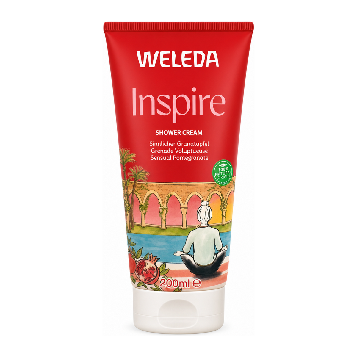 Weleda Pomegranate Creamy Body Wash by Weleda Natural Beauty — front view showing product label and branding, studio product photo on white background